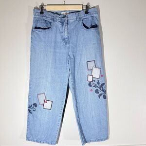 Christopher & Banks Women’s Cropped Jeans Size 10 Appliqués Denim 100% Cotton